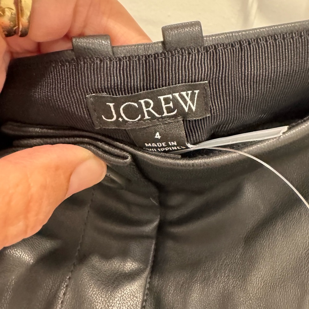 J.Crew Elegant Black Leather Skirt